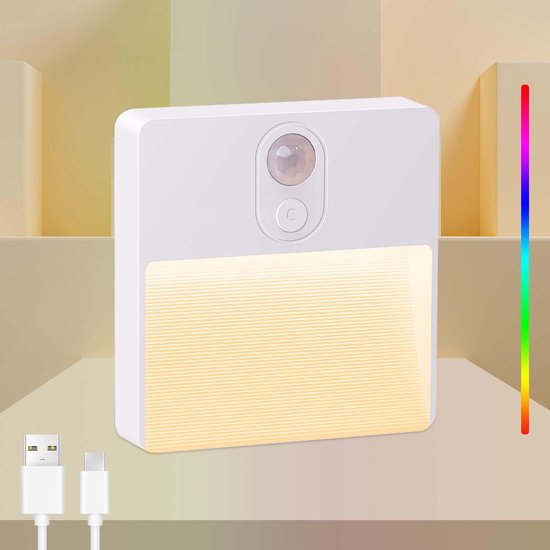 LED-nachtlichtstrip Met Bewegingssensor - Oplaadbaar Via USB - RGB-sfeerverlichting - Geschikt Voor Gangen, Trappen, Slaapkamers En Kinderkamers