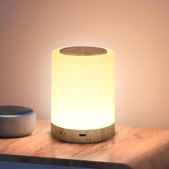 LED Nachttafelamp - 7 RGB Kleuren & 4 Helderheidsstanden - Aanraakbediening met Ophangsysteem - Oplaadbare Sfeerverlichting van Merkloos