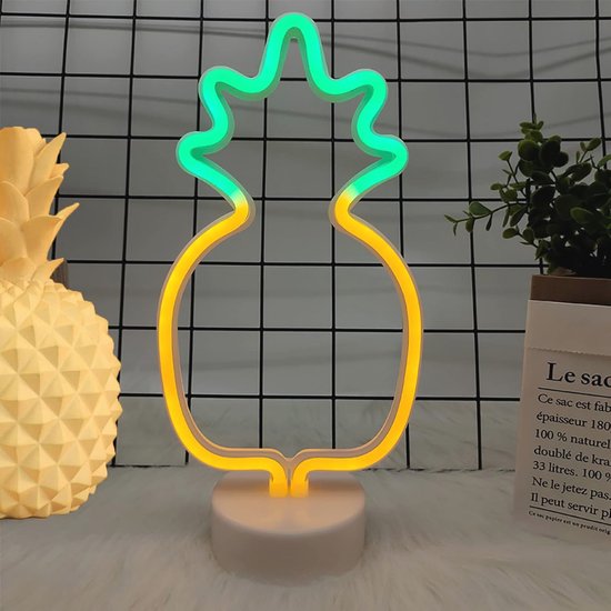 Led Neon Ananas Nachtlampje – Decoratieve Verlichting voor Binnen, Bruiloften en Feestjes van Merkloos