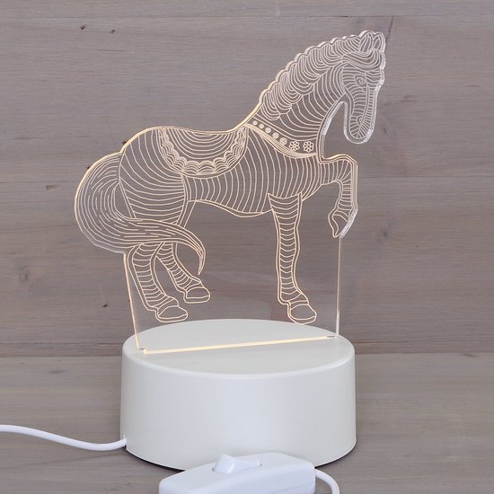 LED Paard Nachtlamp – 3D Sfeerlamp – USB Tafellamp met Stopcontact – Decoratieve LED Lamp voor Slaapkamer, Kinderkamer en Woonkamer van Merkloos