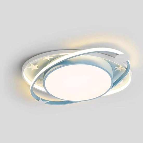 Led Plafondlamp Kinderkamer - Planeet Lamp - Sfeervol Verlichten - Planeet en Sterren Design - 50 x 40 cm - Blauw