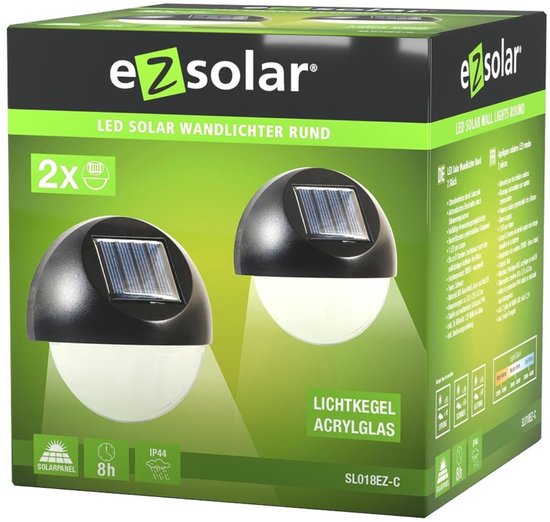 LED Solar wandlampset 2-delig warmwit.