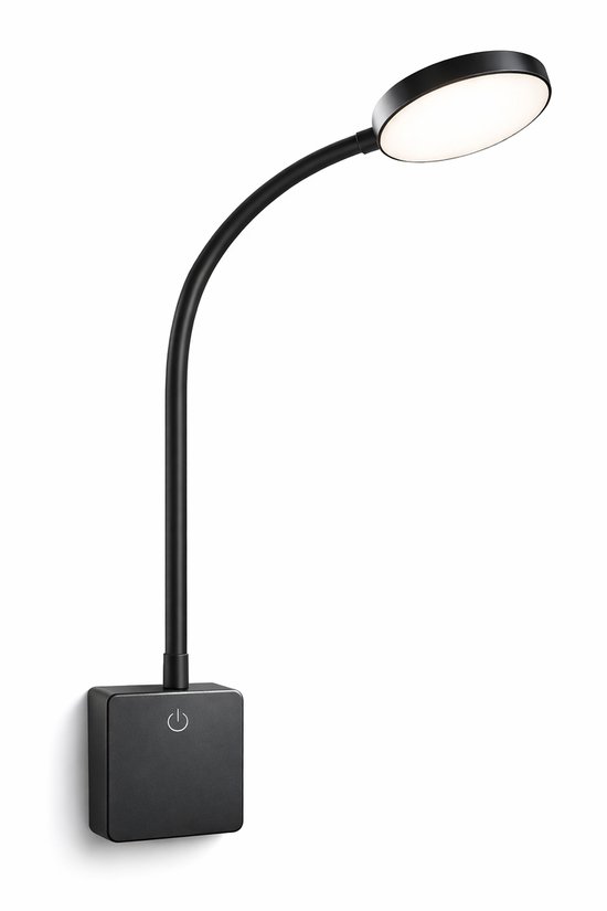 LED Stekkerlamp Dimbaar 290 lm – Stopcontact Leeslamp – Flexibele Zwanenhals 35 cm – Touch – 3 Dimstanden – 4000K – 4W – Zwart