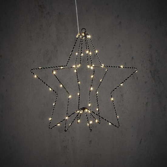 LED Ster Hangend 32x30 cm 60 LEDs Zwart van Wenko