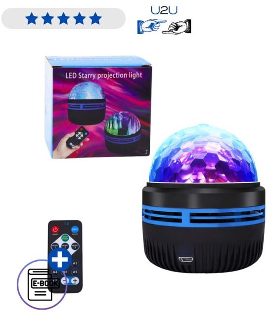 LED Sterren Projector Sterrenhemel Nachtlamp RGB Met Afstandsbediening Muziekmodus 360° Rotatie Met Ebook van Merkloos