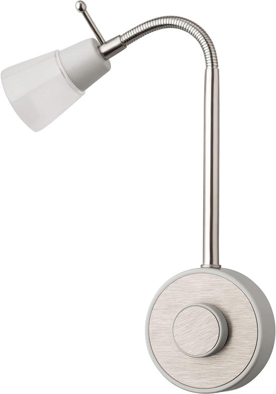 LED Stopcontact Lamp Dimbaar Zilver - Wandlamp met Stekker 2W - Stekkerlamp Flexibel Warm Wit 2700K - Leeslamp Nachtlamp van Onelux