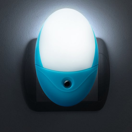 LED Stopcontact Stekker Nachtlampje - Met Lichtsensor - 240V - 6x LED (Koel Wit 6000K) - 0,5W - \~20 Lumen - Automatisch Aan/Uit - Energiezuinig - 30.000u Levensduur - Voor Slaapkamer, Gang & Kinderkamer [20281B]