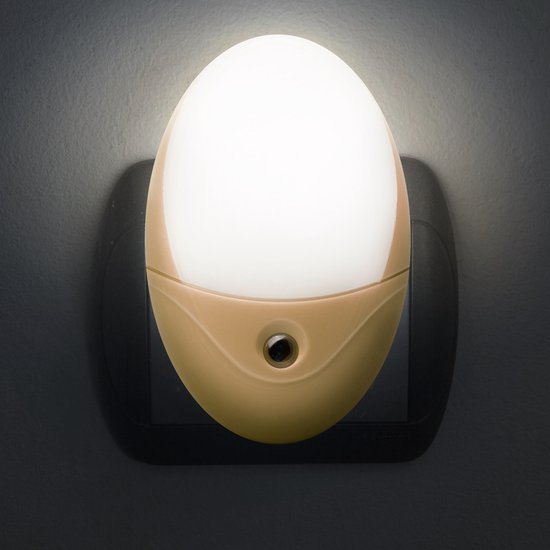 LED Stopcontact Stekker Nachtlampje - Met Lichtsensor - 240V - 6x LED (Koel Wit 6000K) - 0,5W - \~20 Lumen - Automatisch Aan/Uit - Energiezuinig - 30.000u Levensduur - Voor Slaapkamer, Gang & Kinderkamer [20281C] van Merkloos