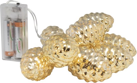 LED velichtingsnoer dennenappels goud