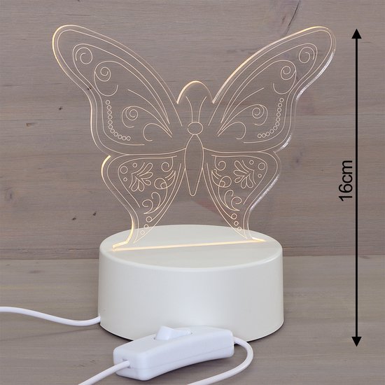 LED Vlinder Nachtlamp – 3D Sfeerlamp Paard – USB Tafellamp met Stopcontact – Decoratieve LED Lamp voor Slaapkamer, Kinderkamer en Woonkamer