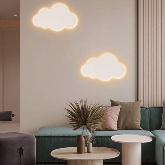 LED-wandlampgeschikt voor kinderkamer, warm licht, wit wolkdesign, creatieve leeslampgeschikt voor slaapkamer, nachtlampjegeschikt voor woonkamer, lamp naast het bed in de hal, acryl wandlamp.