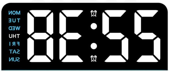 LED wekker - Digitale klok - Omgevingsverlichting - Slimme lichtdetectie - 54 cm breed - Wit met blauw licht