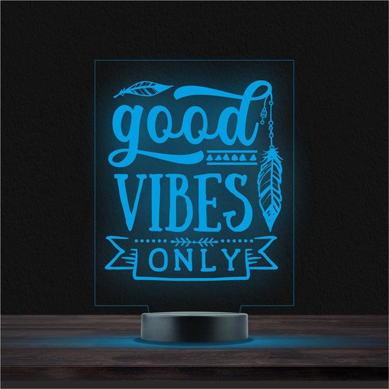 Ledlamp Met Gravering - RVS - Good Vibes Only van SENZA