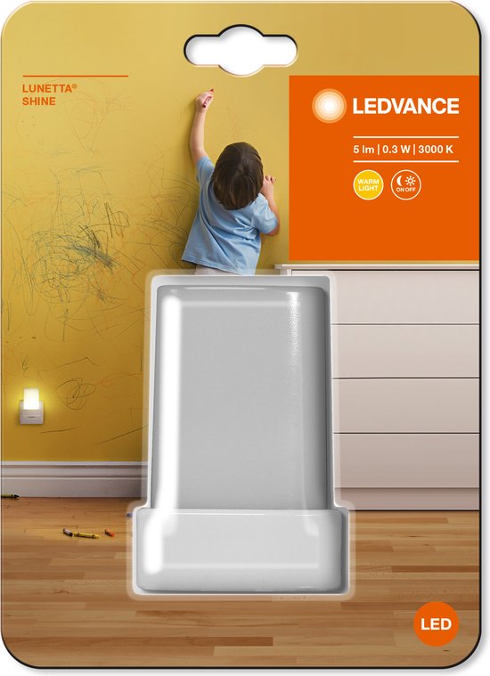 LEDVANCE Nachtlicht LED: voor stopcontact, LUNETTA Shine / -,28 W, 22-…24- V, Warm wit, 3- K, body materiaal: polycarbonate (pc), IP2- van LEDVANCE
