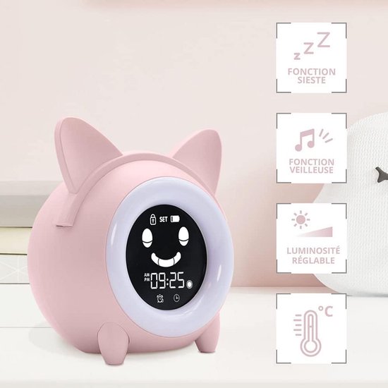 Leerwekker met Nachtlamp en Dag/Nacht Display voor Kinderen - Digitale Klok met Temperatuur