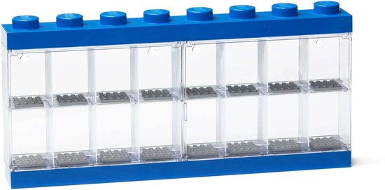 LEGO - Vitrine - voor Minifigures - 16 Vakken - Stapelbaar - Ophangbaar - RechthoekBlauw