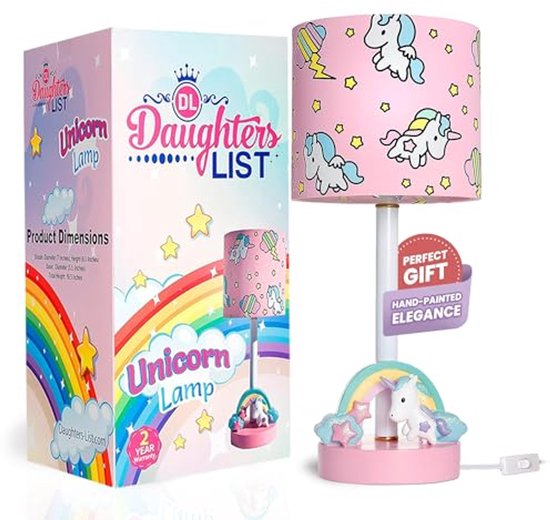 Leuke Eenhoorn Lamp voor Kinderen - Handgeschilderd en UL Vermeld - Perfect voor Meisjes Kamer van Merkloos