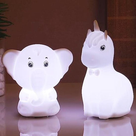 Leuke Eenhoorn Nachtverlichting voor Kinderen - Kawaii Olifant Lamp met Tap Control en 7 Kleuren van Merkloos