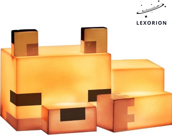 Lexorion Minecraft Vos Lamp 16 cm – LED Nachtlampje – 3D Figuur – Kinderkamer & Slaapkamer – Inclusief Batterijen – Oranje Gaming Decoratie van Merkloos