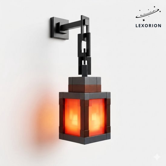 Lexorion Pixel Art Nachtlampje – Retro Lantaarn – 16 RGB Kleuren – Draagbaar LED Sfeerlampje – DIY Verlichting voor Slaapkamer & Bureau van Merkloos