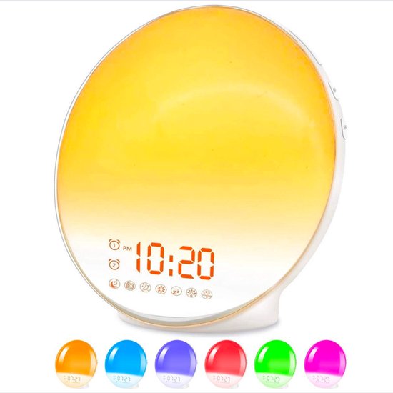 Licht wakker worden– Wekkerradio – Nachtlamp – Bedlamp – Lichttherapielamp – Wit van Merkloos