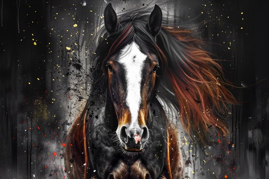 Lichtbak met kabel 15 x 20 cm Paard - Dieren - Zwart - Luxe - Modern van Merkloos