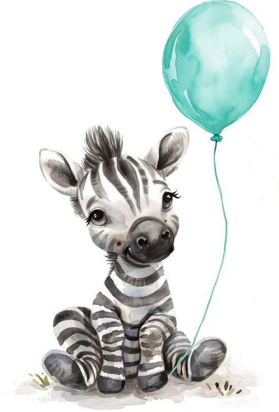 Lichtbak met kabel 15 x 20 cm Zebra - Blauwe ballon van Merkloos