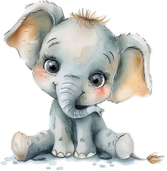Lichtbak met kabel 20 x 30 cm Baby olifant van Periglass