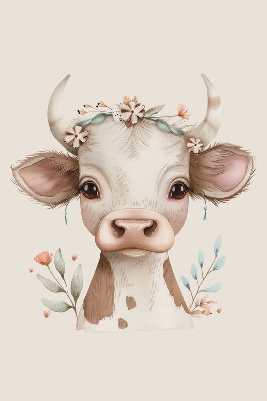 Lichtbak met kabel 20 x 30 cm Bohemian - Koe van Merkloos