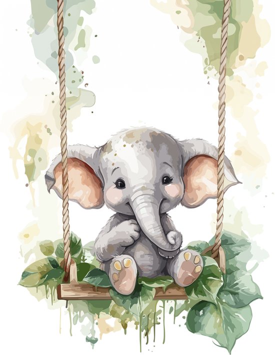 Lichtbak met kabel 20 x 30 cm Jungle - Olifant van Merkloos