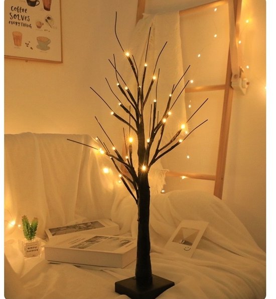 Lichtboom - Kerstboom met LED lampjes - Decoratie Lichtboom - USB/Batterij Bediening - Warm wit - Kerstverlichting - Kerstdecoratie - 60cm
