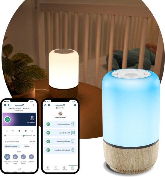Licht&Geluid Slim nachtlampje voor baby's met witte ruis - Geschikt voor Connected Home - Compatibel met Alexa en Google Assistant van Licht&Geluid