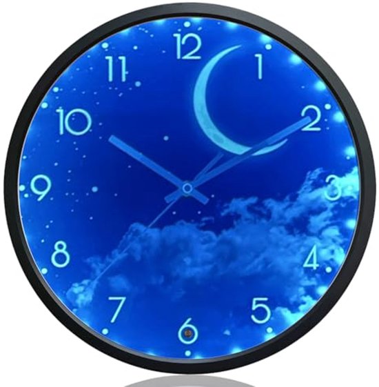 Lichtgevende wandklok voor slaapkamer - Stille batterijwerkende klok met groot display en nachtlampfunctie van Bekannt.