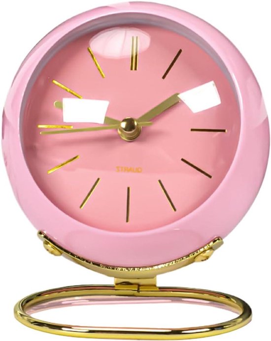 Lichtgevende wekker - Stijlvolle klok - Wakker worden - Nachtlicht functie - Metalen frame - Roze