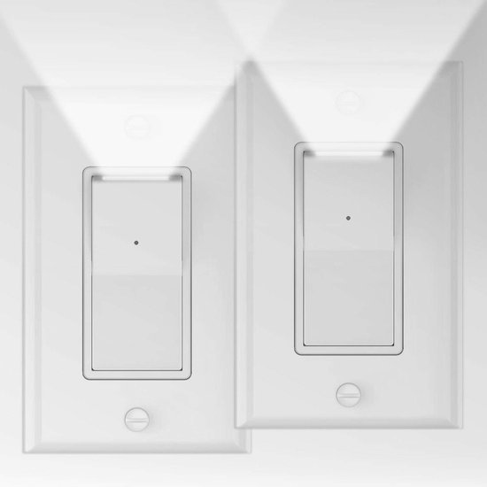 Lichtschakelaar met nachtlampje - Wandlamp schakelaar - Veilige verlichting - Automatische sensor - 2 stuks - Wit van Merkloos