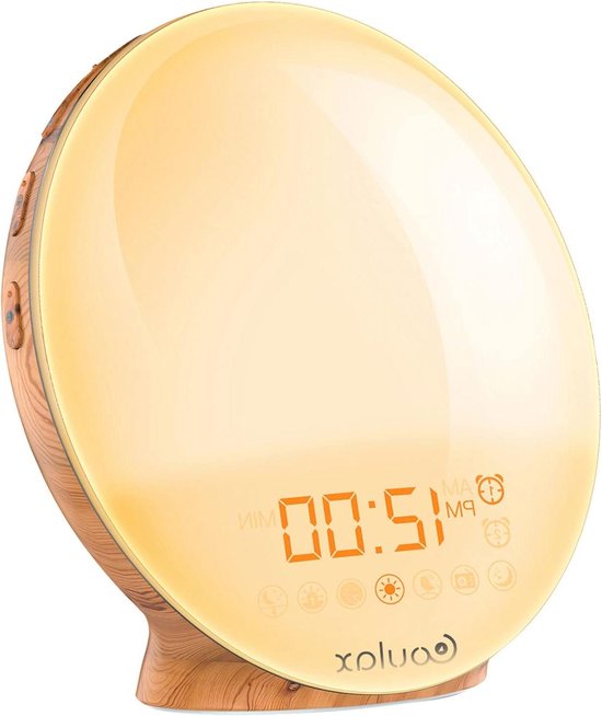 Lichtwekker Daglichtwekker - Wake-up licht Zonsopgang simulator - Verbeteren slaapkwaliteit - Simuleert zonsopgang en zonsondergang - Langwerpig - Geel