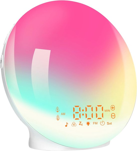 Lichtwekker - Wekker met licht - Natuurlijk wakker worden - Zonsopgang simulatie - 11 Kleuren - Wit