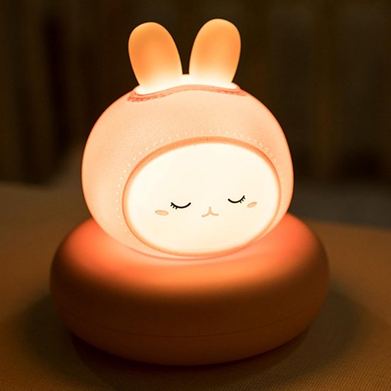 Lief Nachtlampje Haas voor Kinderkamer - Draadloos, Batterijgevoed - Rustgevende Slaaphulp Voor Baby's en Peuters