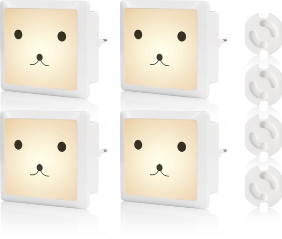 Liefjes & Co Nachtlampje Kinderen - Baby - Automatische Lichtsensor - Met Stopcontactbeschermers - 4 Stuks