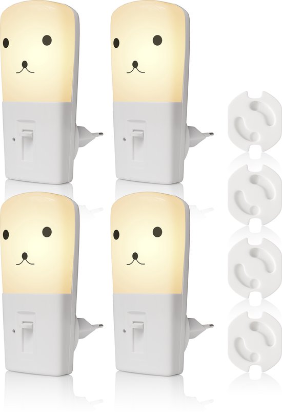 Liefjes & Co Nachtlampje Kinderen Dimbaar - Baby - Automatische Lichtsensor - Met Stopcontactbeschermers - 4 Stuks van Liefjes & Co