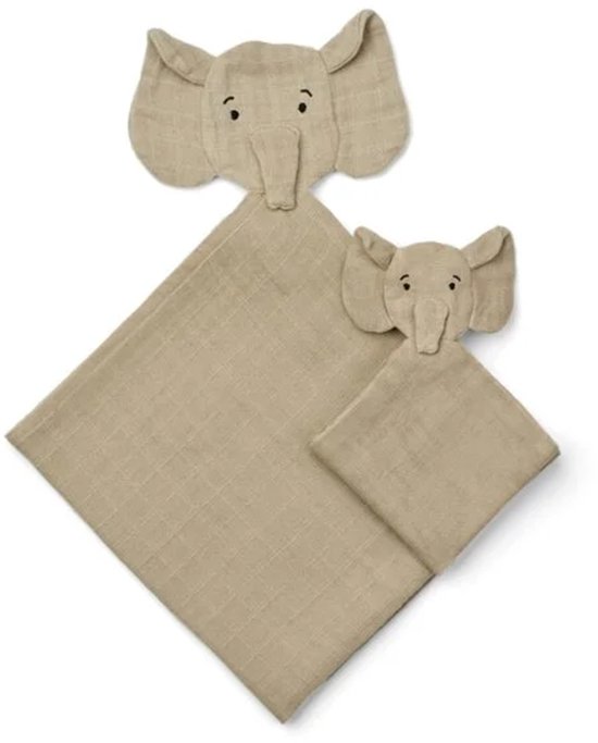 Liewood Knuffeldoek Ayla Olifant Mist – Set van 2 – Baby knuffeldoek / tutdoekje van 100% organisch katoen van Liewood