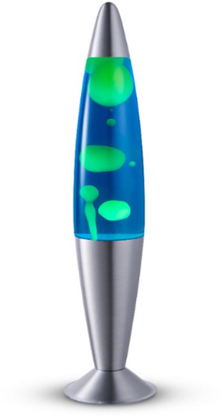Lighto Lavalamp - Blauwe Vloeistof met Gele Lava - voor Kinderen - Zilver van Lighto