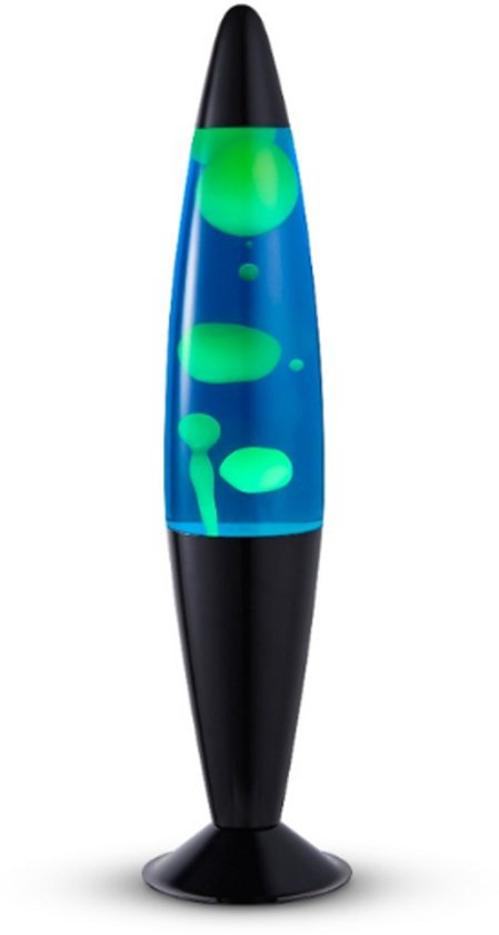 Lighto Lavalamp - Blauwe Vloeistof met Gele Lava - voor Kinderen - Zwart van Lighto