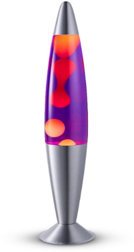 Lighto Lavalamp - Paarse Vloeistof met Gele Lava - voor Kinderen - Zilver