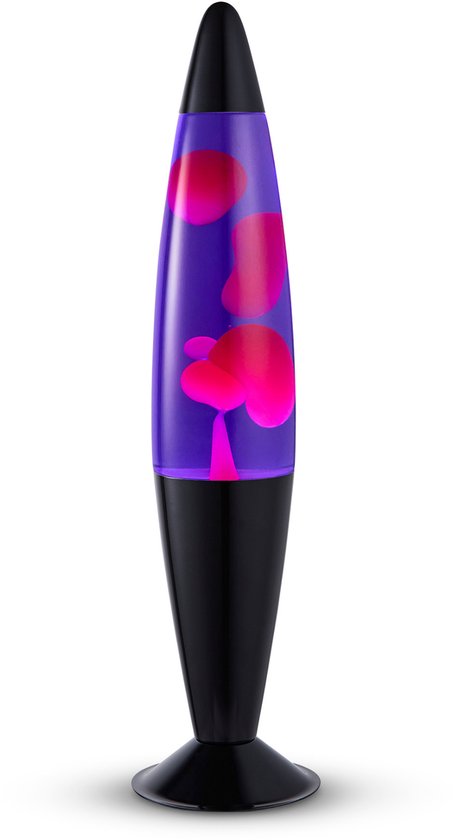 Lighto Lavalamp - Paarse Vloeistof met Roze Lava - voor Kinderen - Zwart