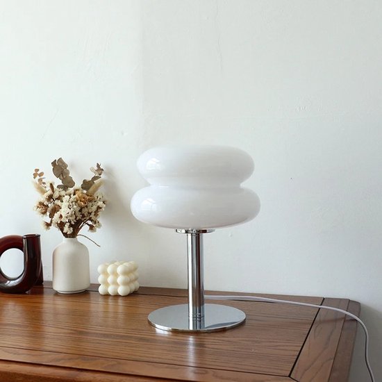 Lila Home Macaron Tafellamp van Glas – Dimbare Sfeerlamp met LED, Oogvriendelijk Nachtlampje voor Woonkamer en Slaapkamer
