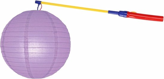 Lila lampion 25 cm met lampionstokje - Sint Maarten lampionnen van Shoppartners