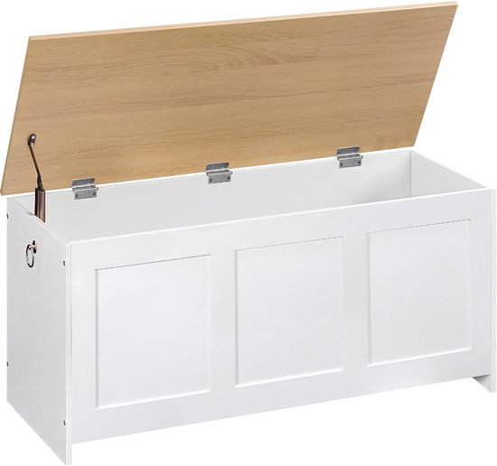 Lìon® Speelgoedkist - 100 cm - Opbergkist - Speelgoedkast - Wit en Bruin - 40cm x 100cm x 41cm