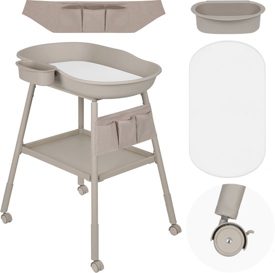 Lionelo Rosie Vrijstaande Verschoontafel – Aankleedkussen – Schuimmatras, Organizer & Afneembare Zij-Caddy – 4 Wielen met Rem – Verstelbare Hoogte – Veilig & Modern – Voor Baby’s tot 11 kg