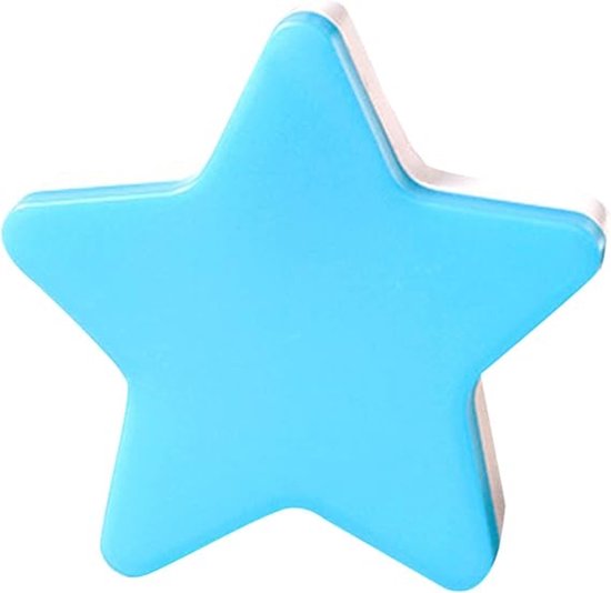 LISM-Kinder LED-nachtlampje in stervorm, automatische gemotoriseerde wandlamp met lichtsensor, Geschikt voor kinderkamers, garages, gangen, trappenhuizen en slaapkamers (blauw).